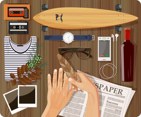 Hipster style elements and icons set for retro designのイラスト素材