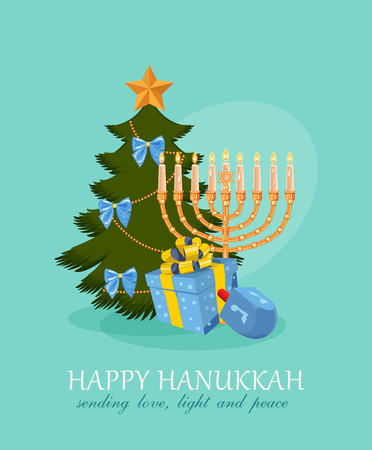 Happy Hanukkah greeting card design, jewish holiday. Vector illustrationのイラスト素材