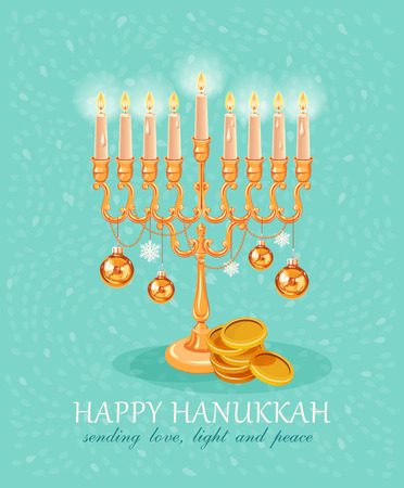 Happy Hanukkah greeting card design, jewish holiday. Vector illustrationのイラスト素材