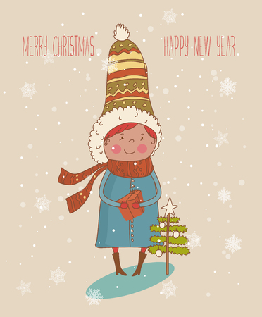 Vintage Christmas Card. Greeting Christmas and New Year cardのイラスト素材