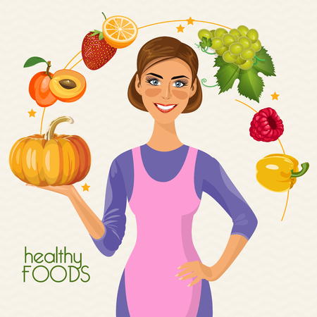 Healthy lifestyle, a healthy diet and daily routine. Cooking posterのイラスト素材