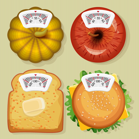 Vector illustration of vitamin groups. Fruit and vegetables set.のイラスト素材