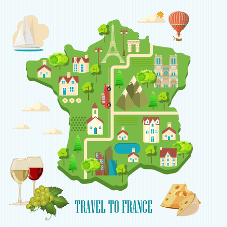 Paris,France Vector travel destinations set, Info graphic elements for traveling to France.のイラスト素材