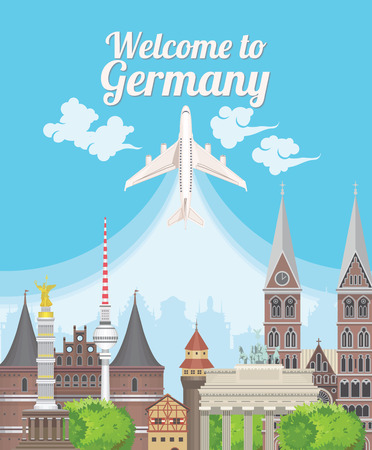 Welcome to Germany. Travel German landmarksのイラスト素材
