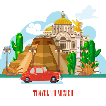Mexico. Vector card with mexican icons. Setのイラスト素材