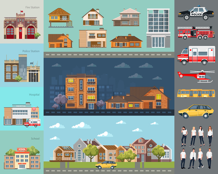 Big city concept. Infrastructure vector setのイラスト素材