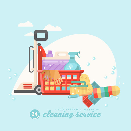 Cleaning service vector illustration in modern flat design.のイラスト素材