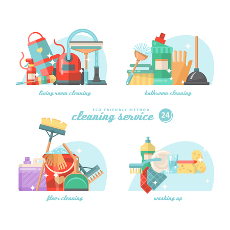 Cleaning service vector illustration in modern flat design.のイラスト素材