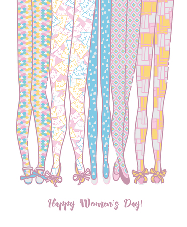Happy women's day vector greeting card in hand drawing style and pastel colors.のイラスト素材
