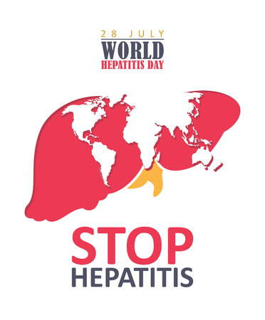 World hepatitis day vector poster in modern flat design on white background. 28 Julyのイラスト素材