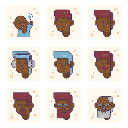Set of pictograms with a person of different ages. From baby boy to adult man vector concept.のイラスト素材