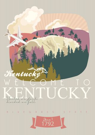 Advertising vector poster of travel to Kentucky, United States.のイラスト素材