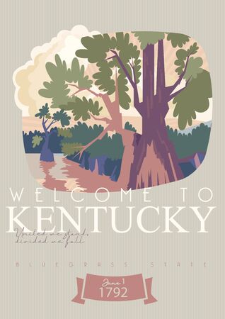 Advertising vector poster of travel to Kentucky, United States.のイラスト素材
