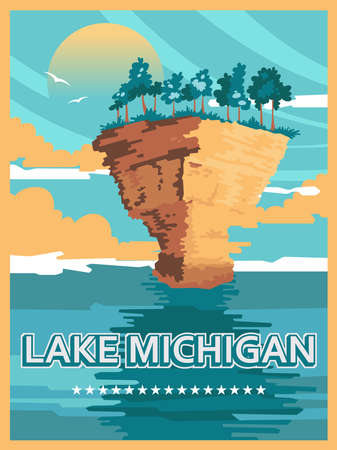 Michigan. The great lakes state. Touristic poster in vectorのイラスト素材
