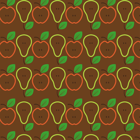 Apples and pears seamless pattern. Vector Illustrationのイラスト素材