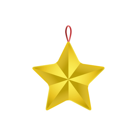 Golden Christmas star isolated on a white background. Vector illustrationのイラスト素材
