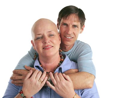 A loving couple facing her cancer together.の写真素材