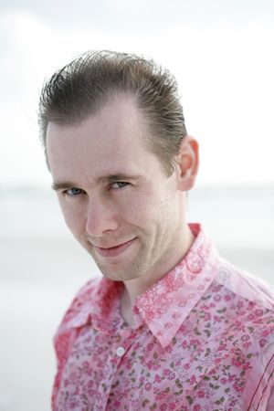 Portrait of a handsome young Swedish man with blue eyes.の写真素材