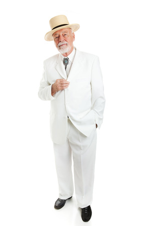 Traditional Southern senior gentleman, full body isolated on white.  の写真素材