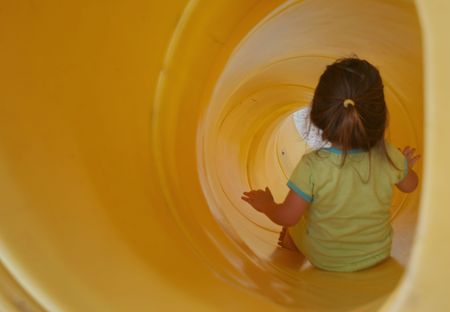 girl on slideの写真素材