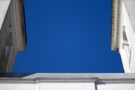 Sky between two towers of a church 