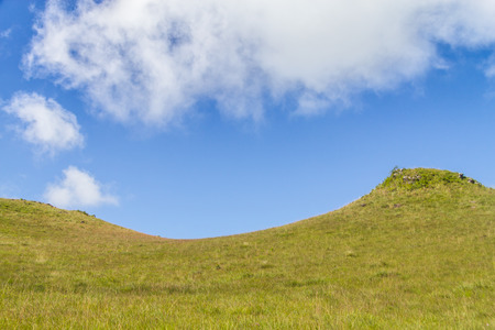 Farm field over hills in Cambara do Sul, Rio Grande do Sul, Brazilの写真素材