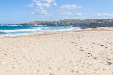 Pessegueiro Beach and cliffs in Porto Covo, Alentejo, Portugalの写真素材