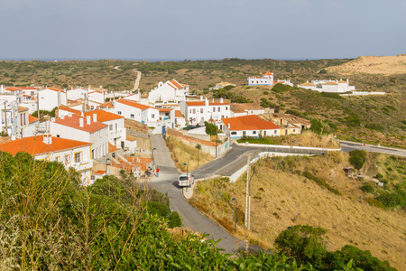 Houses and beach in Carrapateira village, Algarve, Portugalの写真素材