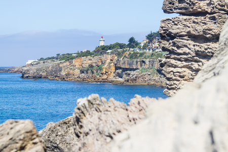 Farol da Guia lighthouse, Cascais, Portugalの写真素材