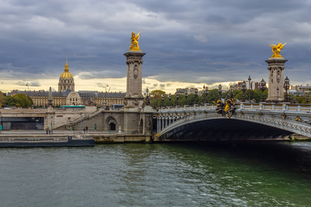 Les Invalides with Sena River, Paris, Franceの写真素材