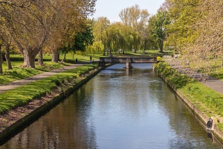 Water stream in Griffith Park, Dublin, Irelandの写真素材
