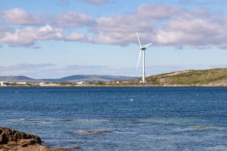 Sunny day in beach and Eolic power in Carraroe, Conemara, Galway, Ireland