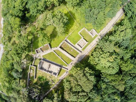 Aerial view of Village ruins in Inchagoill village, Galway, Irelandの写真素材