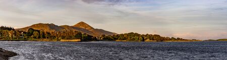 Panorama of Croagh Patrick mountain at sunset, Westport, Irelandの写真素材