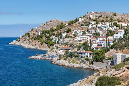 Kamini village and pier in Hydra Island, Greeceの写真素材