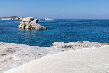 White Cliffs in SarakÃ­niko beach, Milos, Greeceの写真素材