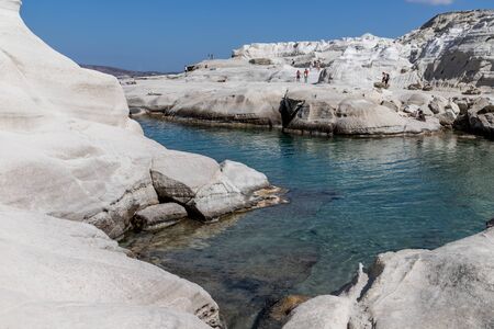 White Cliffs in SarakÃ­niko beach, Milos, Greeceの写真素材