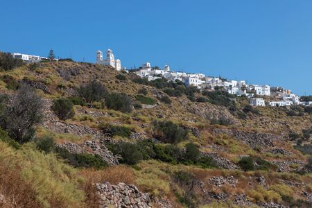 Churches and buildings in Trypiti village, Milos, Greeceの写真素材