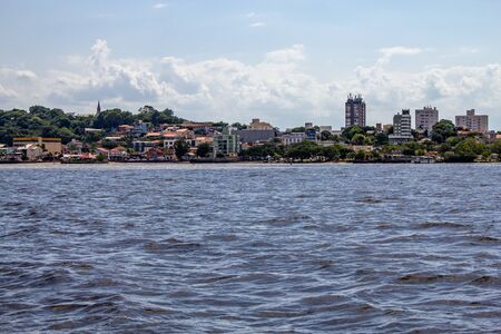 Buildings in Guaiba city and Guaiba lake, Rio Grande do Sul, Brazilの写真素材