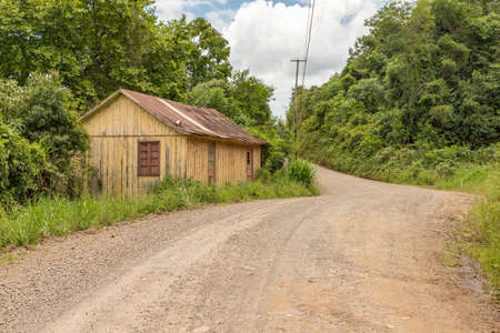 Typical Wood house, Bento Goncalves, Rio Grande do Sul, Brazilの写真素材