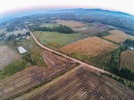 Aerial view of farm fields, Venancio Aires, Rio Grande do Sul, Brazil