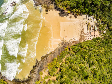 Aerial view of Havaizinho beach, Itacare, Bahia, Brazil