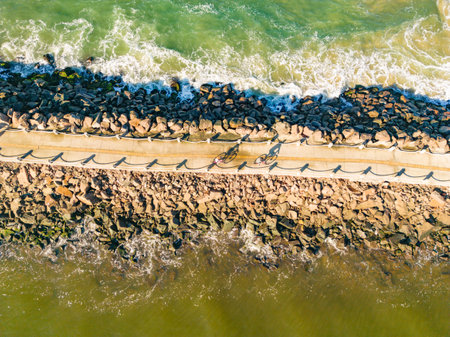 Cycling on Pier in Mampituba river, Torres, Rio Grande do Sul, Brazilの写真素材