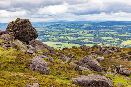 Rocks and vegetation on Trail to Coumshingaun Lough, Waterford, Irelandの写真素材