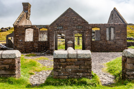 Ruins in coasal trail close to Sea head drive road, Dingle, Kerry, Irelandの写真素材
