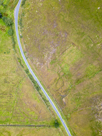 Road around Glenummera river, County Mayo, Irelandの写真素材