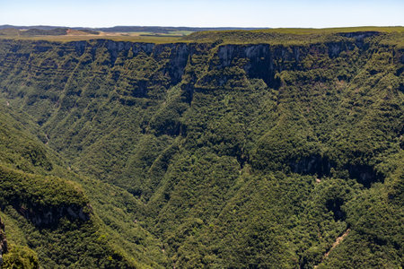Cliffs around Fortaleza Canyon, Cambara do Sul, Rio Grande do Sul, Brazilの写真素材