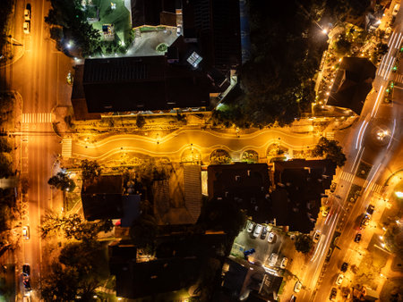 Night lights in Gramado city, Gramado, Rio Grande do Sul, Brazilの写真素材