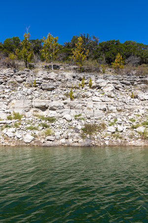Rocks around Colorado river, Austin, Texas, USAの写真素材
