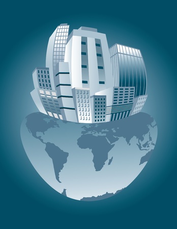 Conceptual illustration of human development stressing the Earth.のイラスト素材